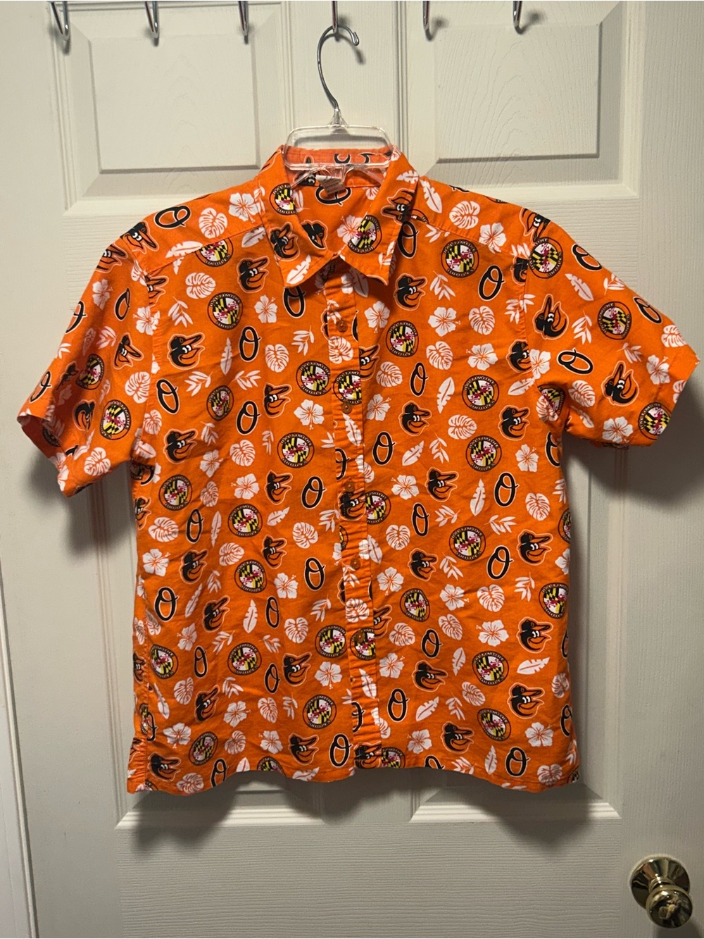 2018 Baltimore Orioles Hawaiian Shirt Medium M SGA Stadium Giveaway Orange MLB
